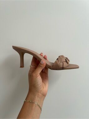 Braided Slip-On Heel Sandal in Taupe
